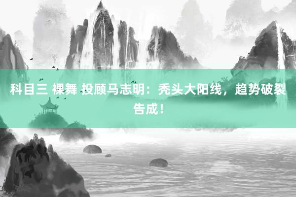科目三 裸舞 投顾马志明：秃头大阳线，趋势破裂告成！
