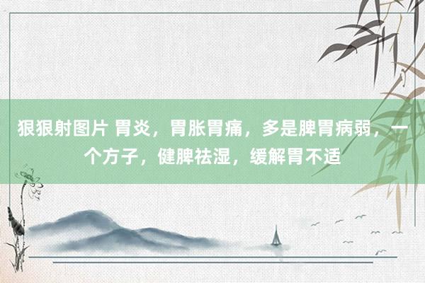 狠狠射图片 胃炎，胃胀胃痛，多是脾胃病弱，一个方子，健脾祛湿，缓解胃不适