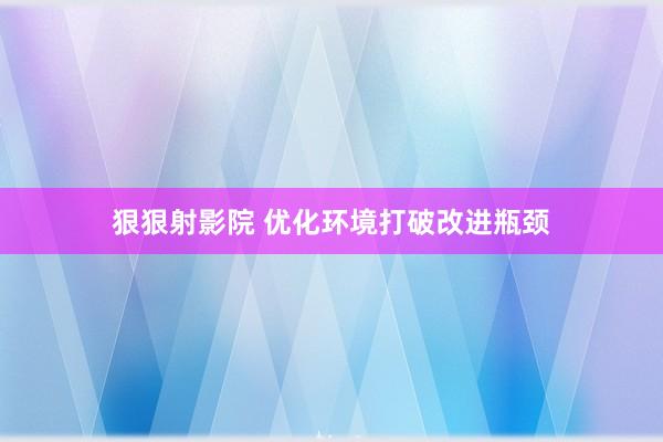 狠狠射影院 优化环境打破改进瓶颈