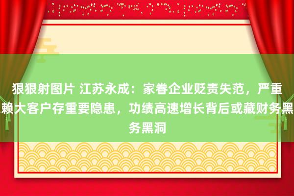 狠狠射图片 江苏永成：家眷企业贬责失范，严重依赖大客户存重要隐患，功绩高速增长背后或藏财务黑洞