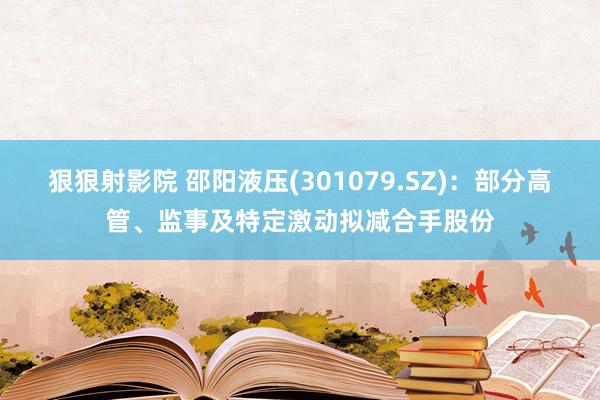 狠狠射影院 邵阳液压(301079.SZ)：部分高管、监事及特定激动拟减合手股份