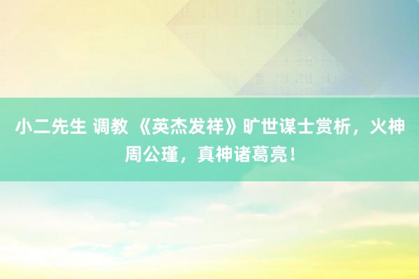 小二先生 调教 《英杰发祥》旷世谋士赏析，火神周公瑾，真神诸葛亮！