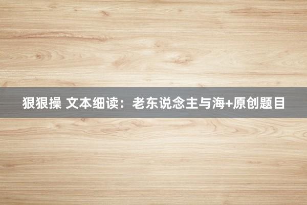 狠狠操 文本细读：老东说念主与海+原创题目