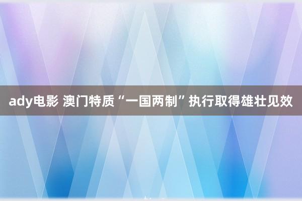 ady电影 澳门特质“一国两制”执行取得雄壮见效