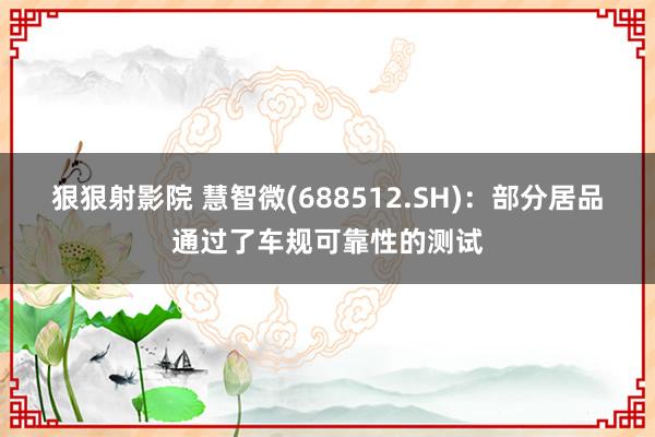 狠狠射影院 慧智微(688512.SH):部分居品通过了车规可靠性的测试