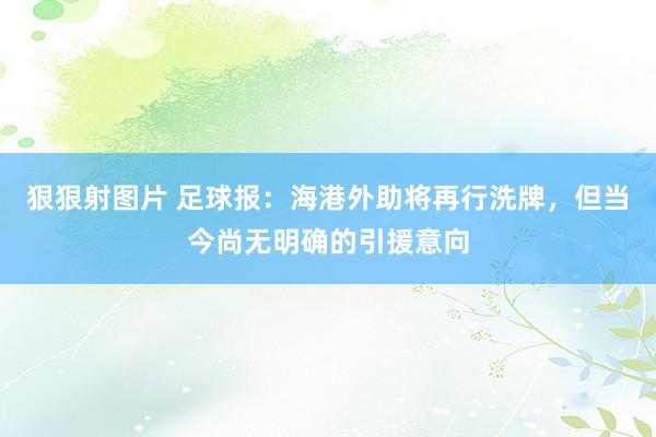 狠狠射图片 足球报：海港外助将再行洗牌，但当今尚无明确的引援意向