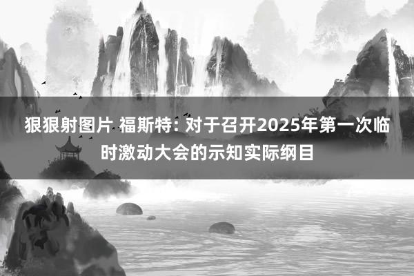 狠狠射图片 福斯特: 对于召开2025年第一次临时激动大会的示知实际纲目