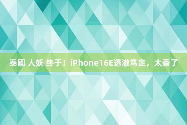 泰國 人妖 终于！iPhone16E透澈笃定，太香了