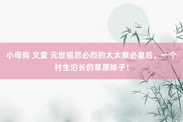 小母狗 文爱 元世祖忽必烈的太太察必皇后，一个村生泊长的草原妹子！