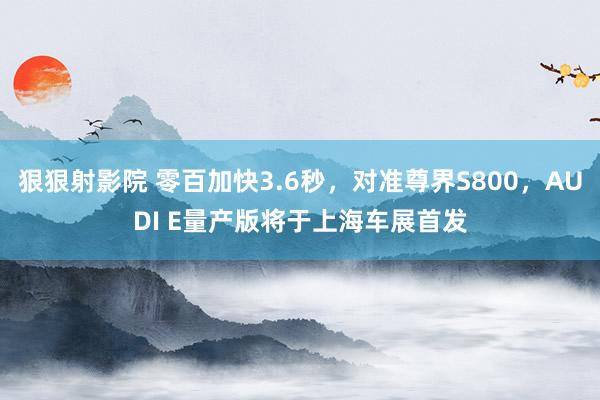 狠狠射影院 零百加快3.6秒，对准尊界S800，AUDI E量产版将于上海车展首发