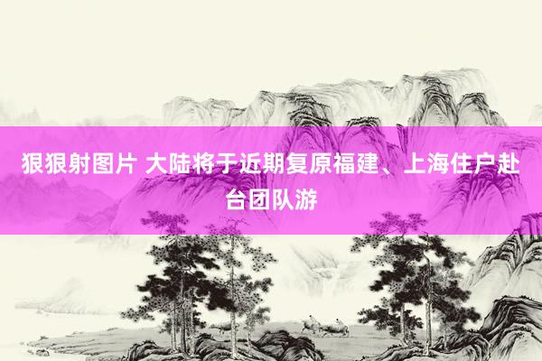 狠狠射图片 大陆将于近期复原福建、上海住户赴台团队游