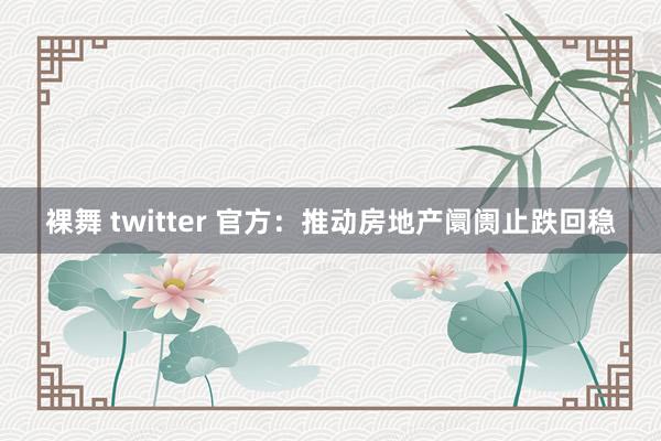 裸舞 twitter 官方：推动房地产阛阓止跌回稳