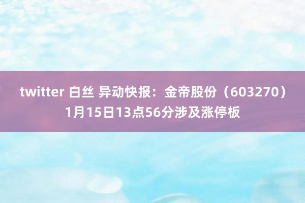 twitter 白丝 异动快报：金帝股份（603270）1月15日13点56分涉及涨停板