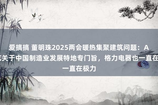 爱搞搞 董明珠2025两会暖热集聚建筑问题：AI技艺关于中国制造业发展特地专门旨，格力电器也一直在极力