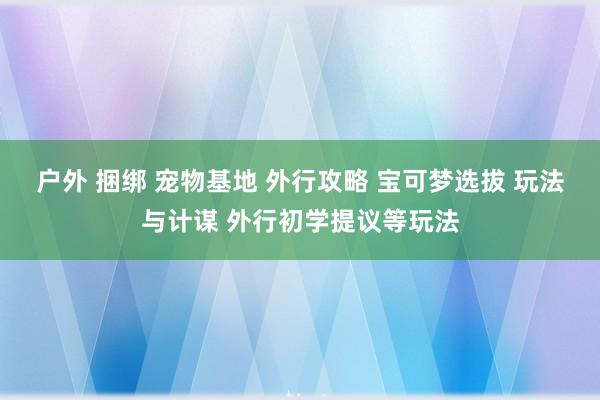 户外 捆绑 宠物基地 外行攻略 宝可梦选拔 玩法与计谋 外行初学提议等玩法