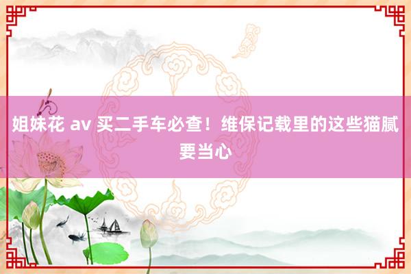 姐妹花 av 买二手车必查！维保记载里的这些猫腻要当心