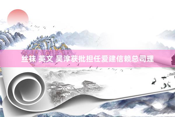 丝袜 英文 吴淳获批担任爱建信赖总司理