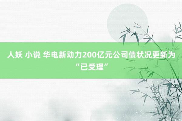人妖 小说 华电新动力200亿元公司债状况更新为“已受理”