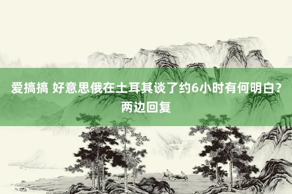爱搞搞 好意思俄在土耳其谈了约6小时有何明白？两边回复