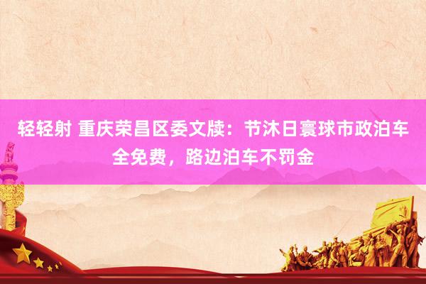 轻轻射 重庆荣昌区委文牍：节沐日寰球市政泊车全免费，路边泊车不罚金