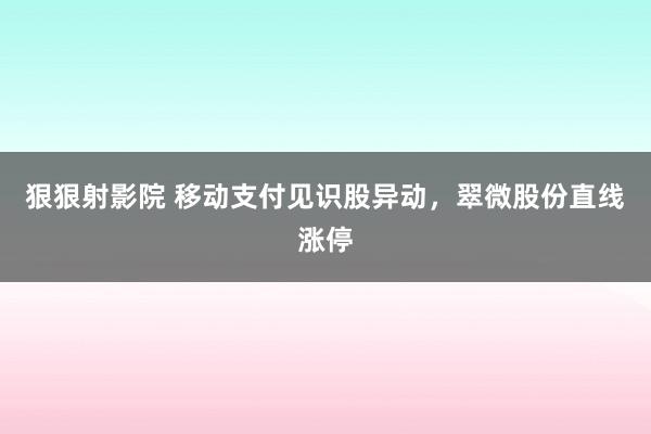 狠狠射影院 移动支付见识股异动，翠微股份直线涨停